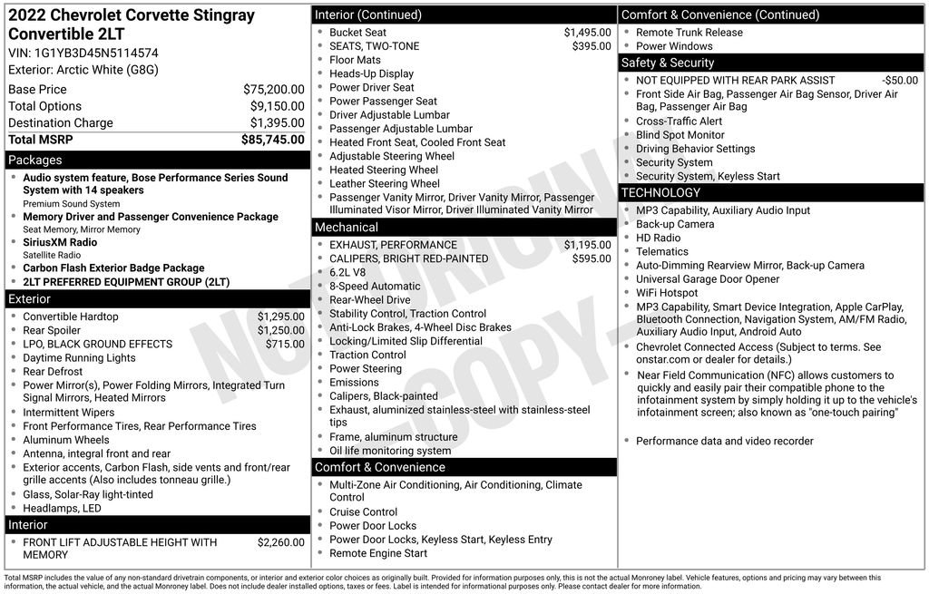 Used 2022 Chevrolet Corvette Stingray Preferred Conv w/ 2LT RWD image 49