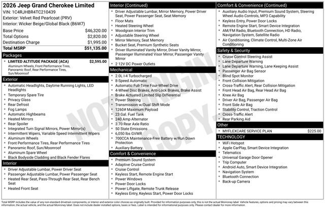 New 2026 Jeep Grand Cherokee Limited w/ Limited Altitude Package AWD/4WD image 8