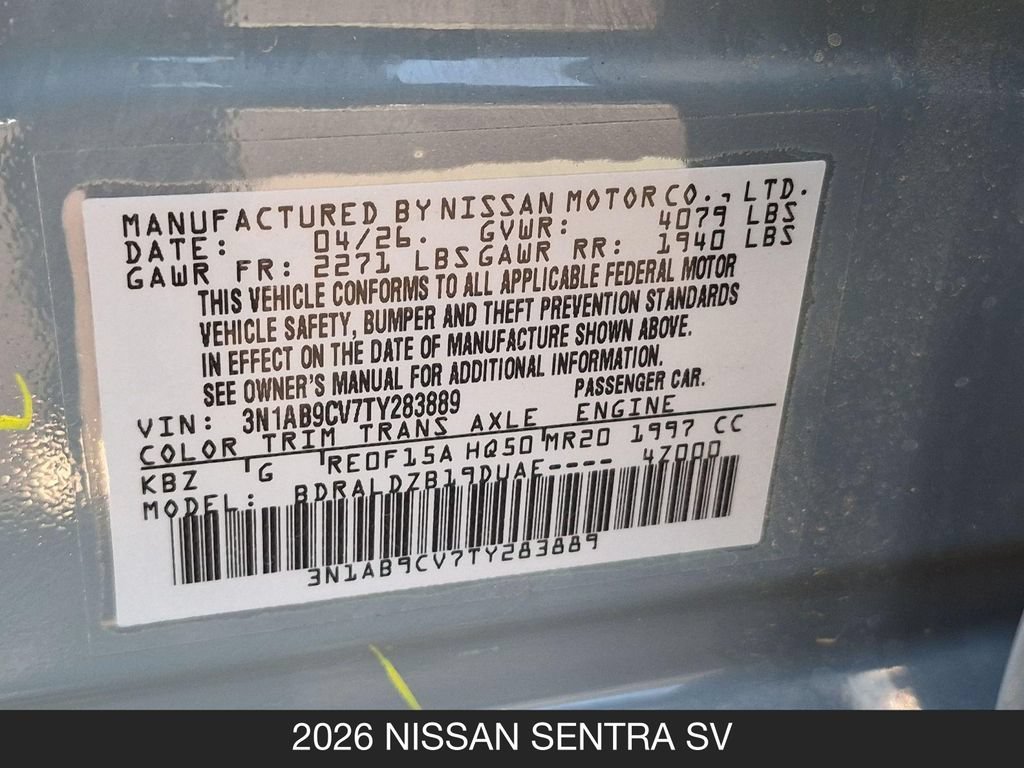 Certified 2026 Nissan Sentra SV w/ SV Convenience Package FWD image 25