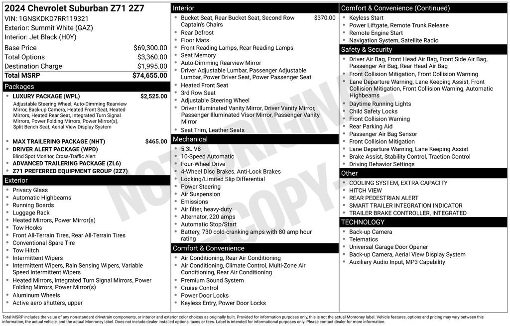 Used 2024 Chevrolet Suburban Z71 w/ Luxury Package image 6