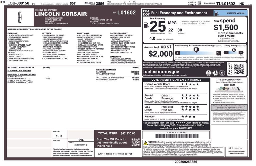 Used 2026 Lincoln Corsair Premiere image 2