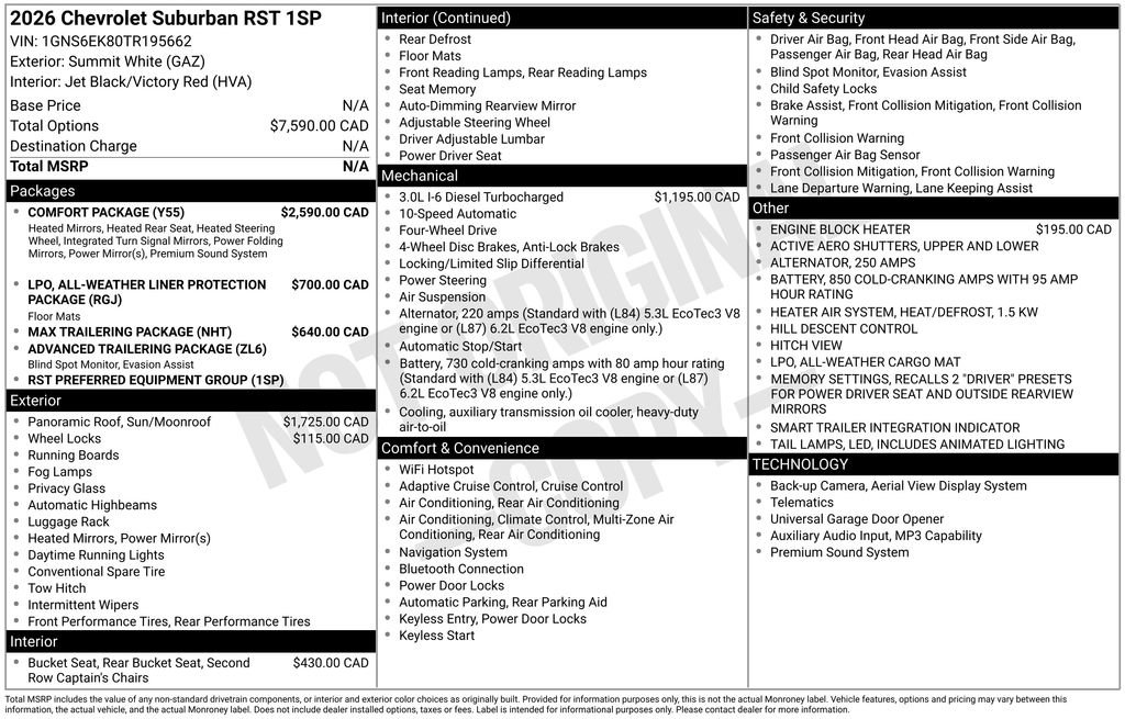 Used 2026 Chevrolet Suburban RST w/ Comfort Package AWD/4WD image 77
