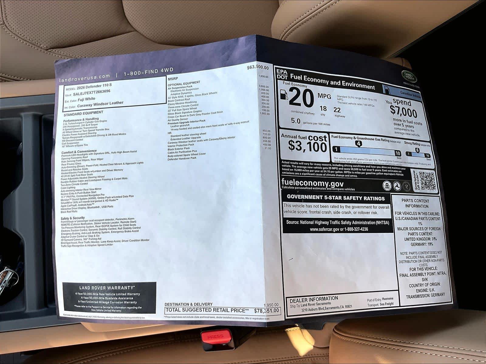 New 2026 Land Rover Defender 110 S AWD/4WD image 37