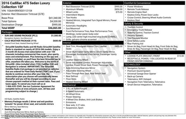Used 2016 Cadillac ATS Luxury w/ Sun And Sound Package AWD/4WD image 36