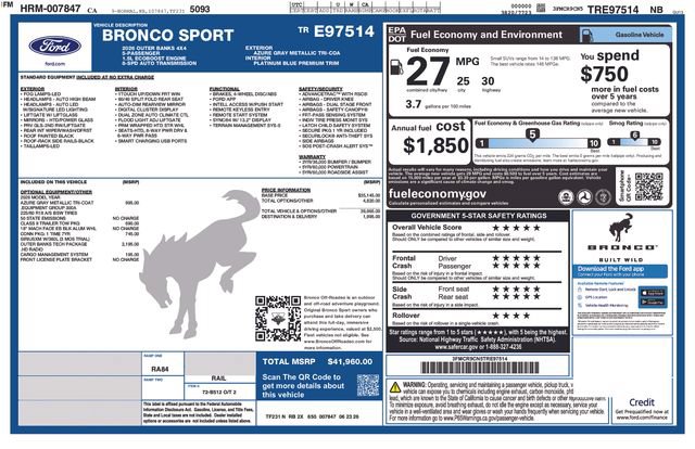 New 2026 Ford Bronco Sport Outer Banks w/ Outer Banks Tech Package+ AWD/4WD image 15