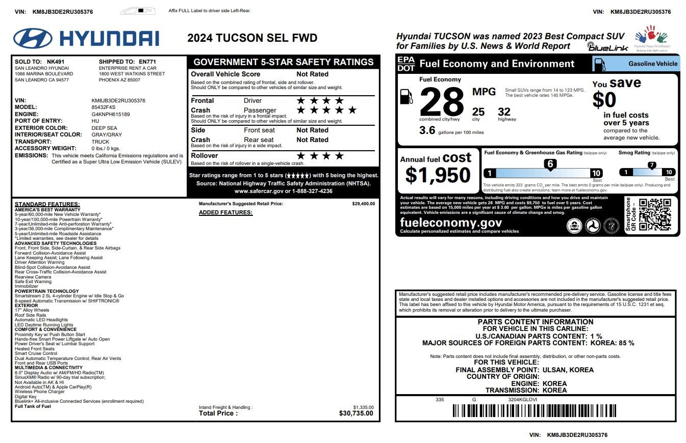 Used 2024 Hyundai Tucson SEL FWD image 32