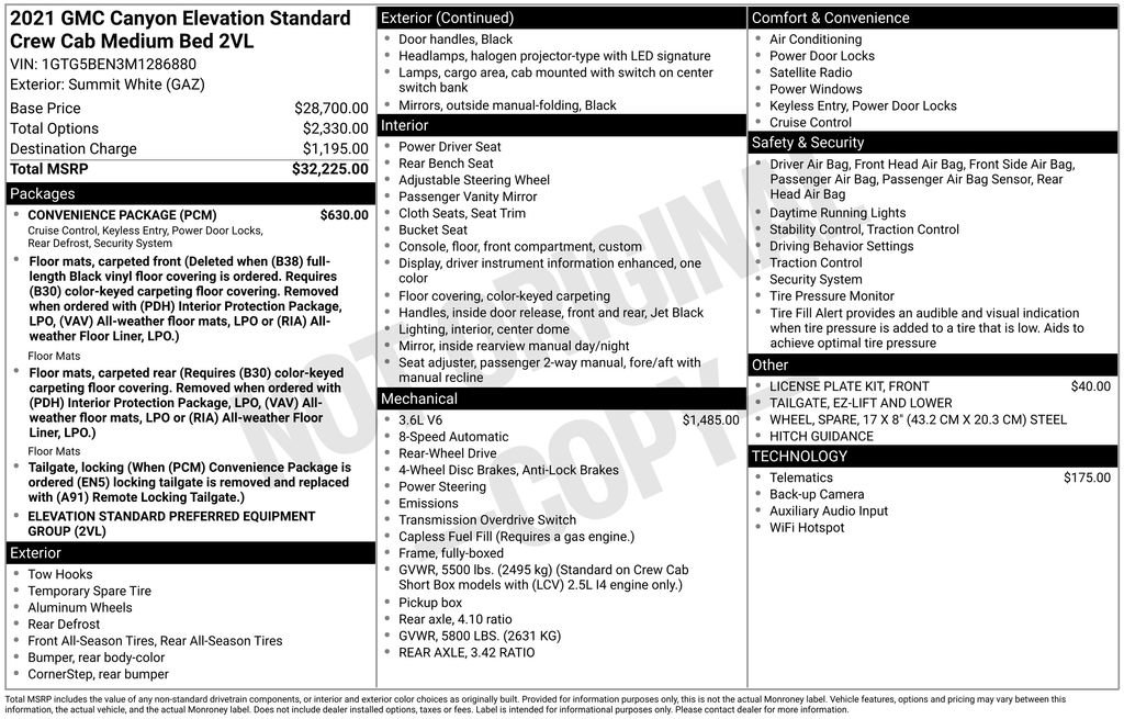 Used 2021 GMC Canyon Elevation Standard w/ Convenience Package RWD image 29