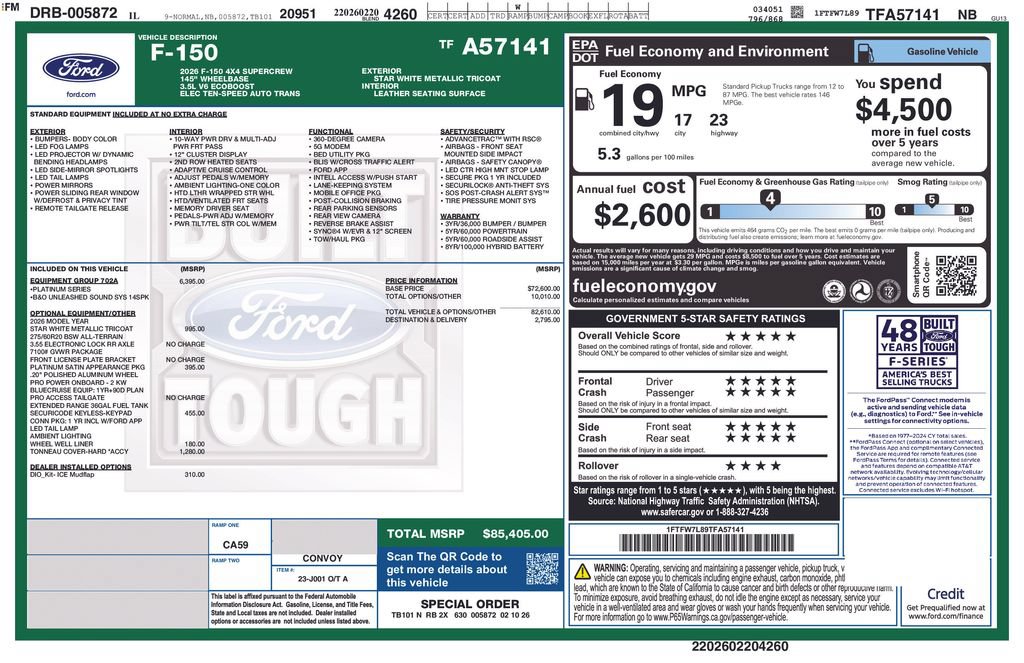 New 2026 Ford F150 Platinum w/ Equipment Group 702A High AWD/4WD image 12