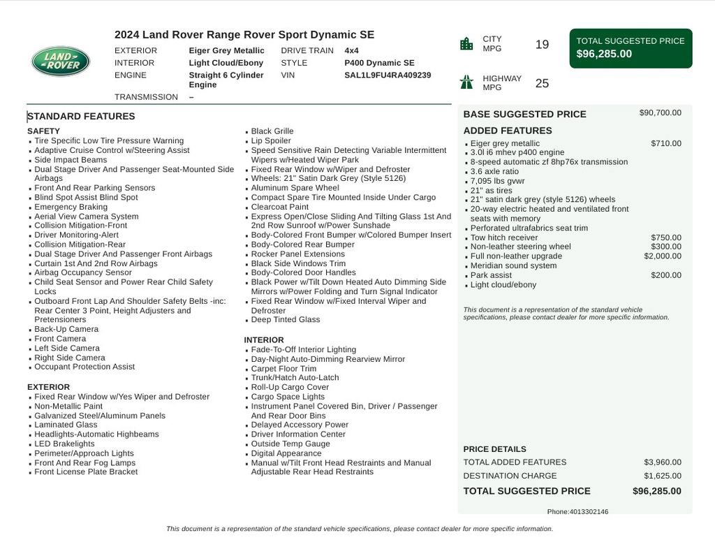 Used 2024 Land Rover Range Rover Sport Dynamic SE AWD/4WD image 6