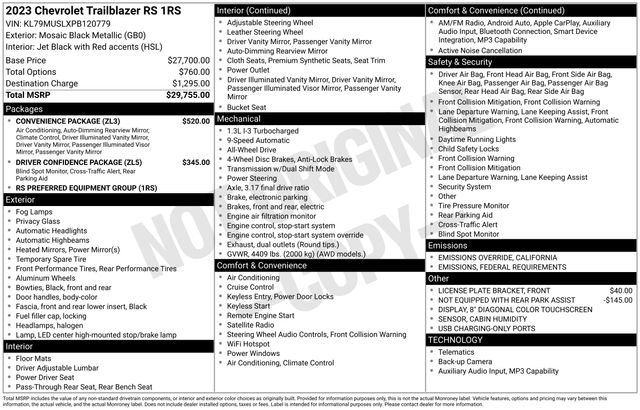 Certified 2023 Chevrolet TrailBlazer RS w/ Convenience Package image 2