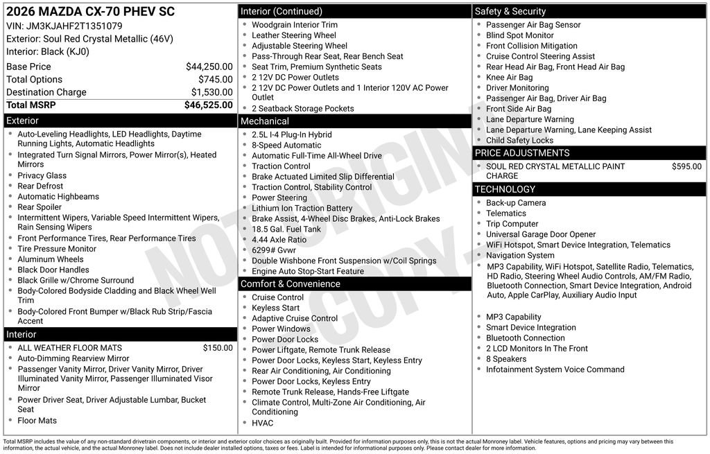 New 2026 MAZDA CX-70 SC AWD/4WD image 3