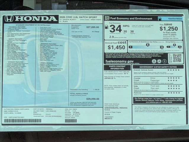 New 2026 Honda Civic Sport image 17