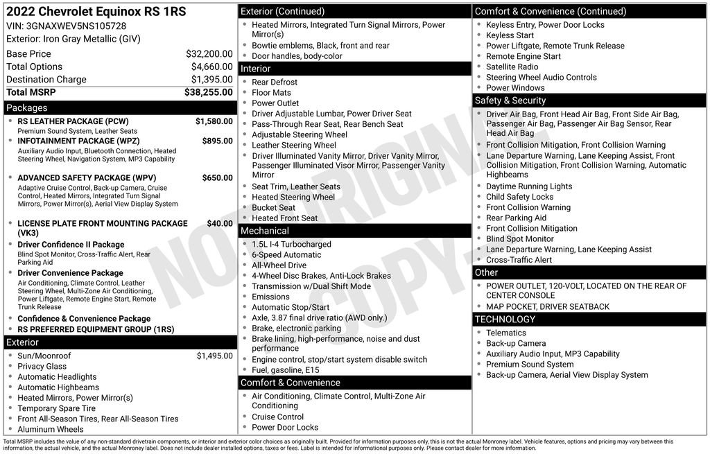Used 2022 Chevrolet Equinox RS w/ RS Leather Package AWD/4WD image 40