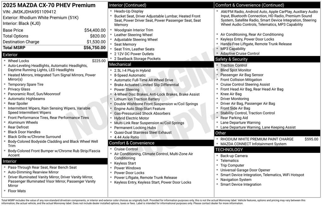 Used 2025 MAZDA CX-70 Plug-In Hybrid w/ Premium Pkg image 38