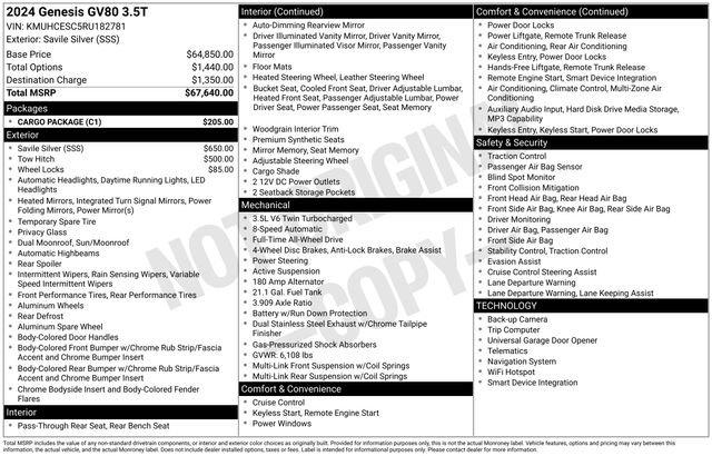 Used 2024 Genesis GV80 3.5T w/ Cargo Package image 10