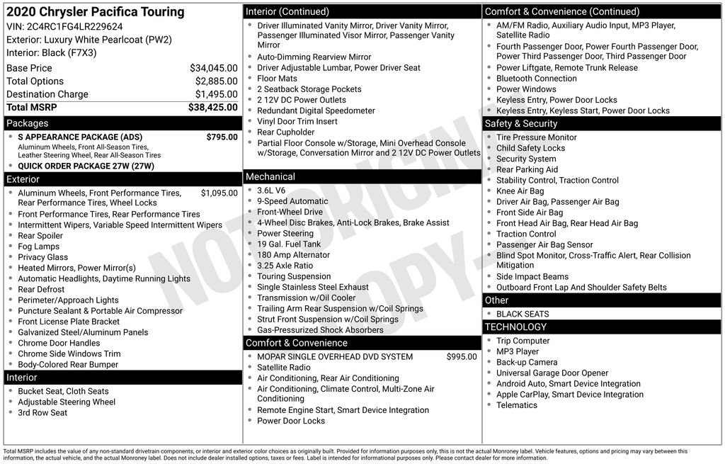 Used 2020 Chrysler Pacifica Touring w/ S Appearance Package image 35