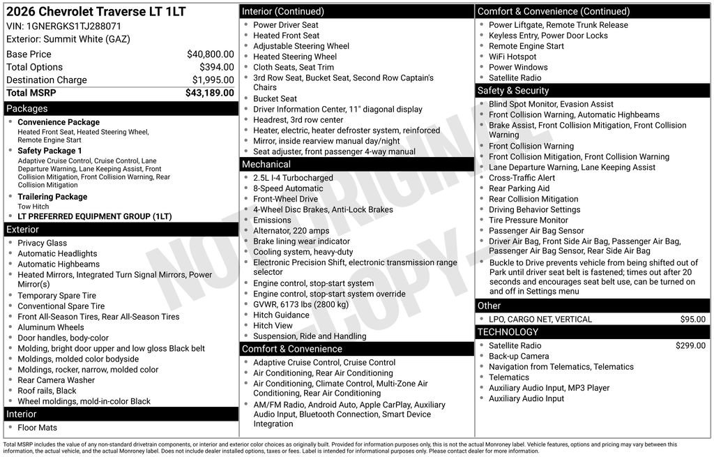 New 2026 Chevrolet Traverse LT image 4