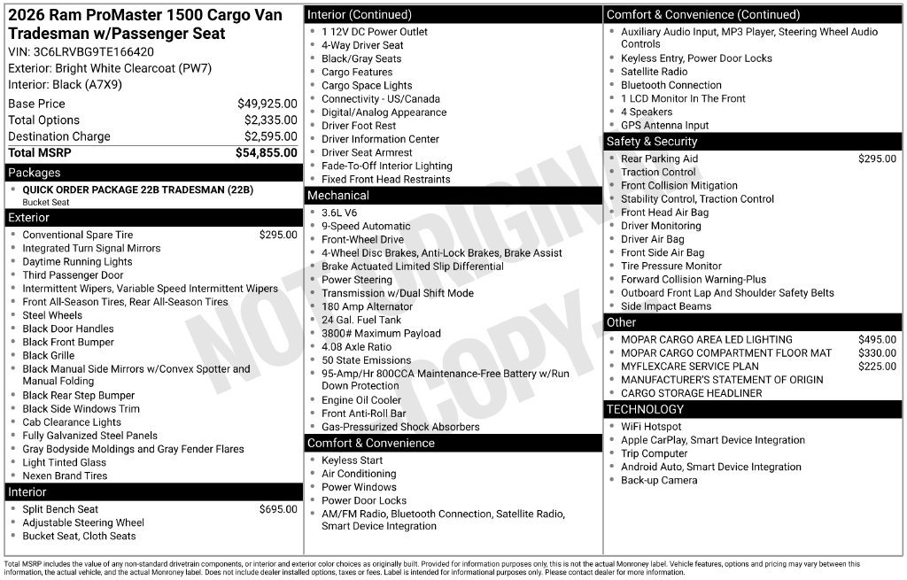 New 2026 RAM ProMaster 1500 FWD image 9