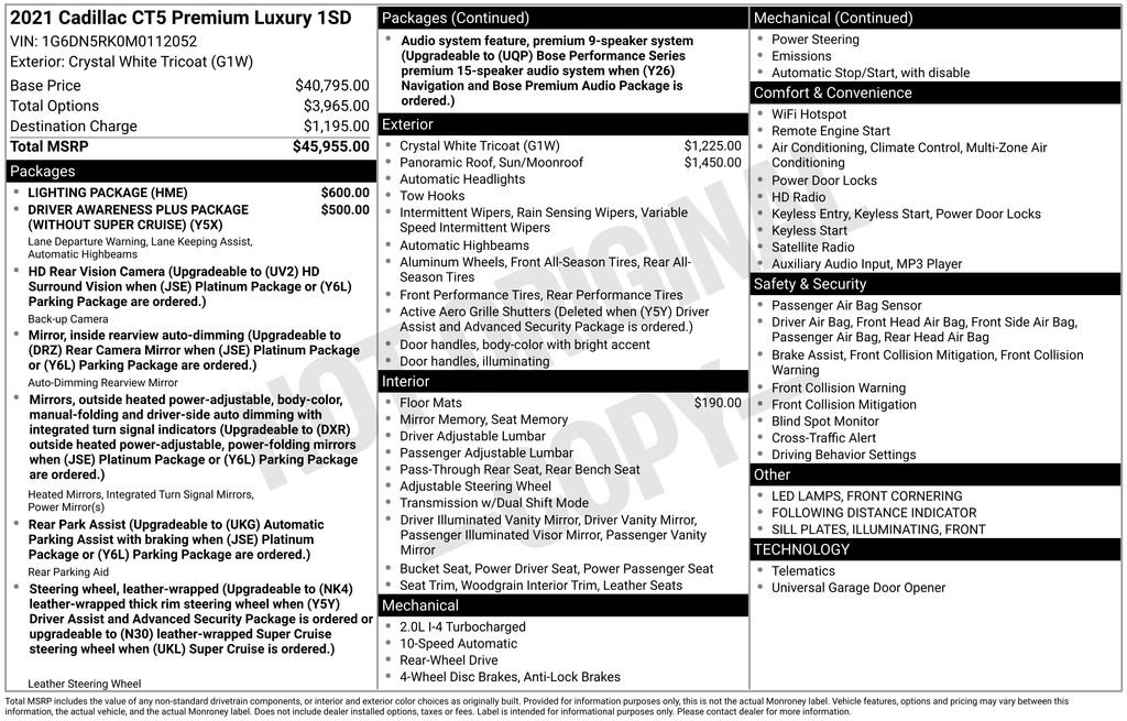 Used 2021 Cadillac CT5 Premium Luxury w/ Lighting Package image 4