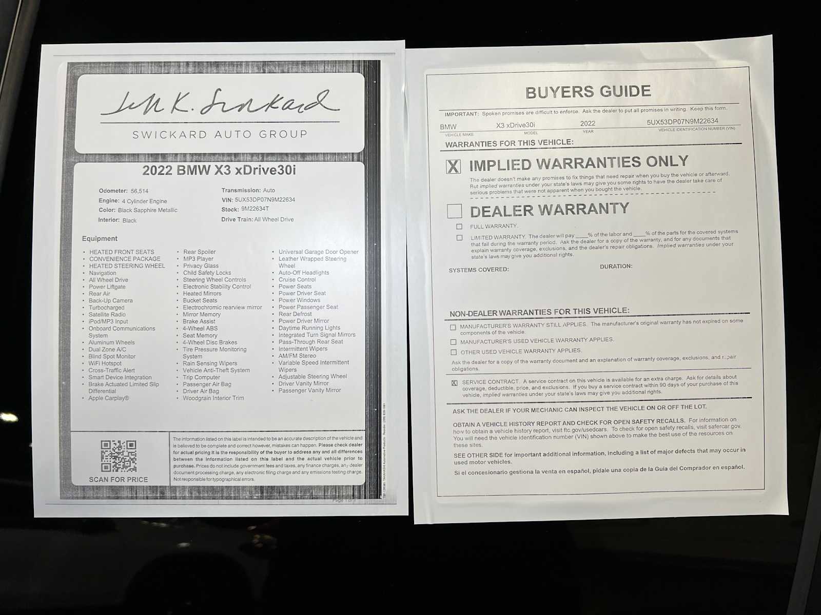 Used 2022 BMW X3 xDrive30i w/ Convenience Package image 44