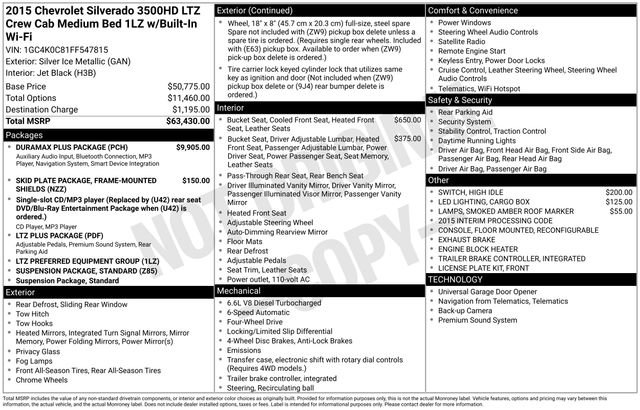 Used 2015 Chevrolet Silverado 3500 LTZ w/ Duramax Plus Package image 17