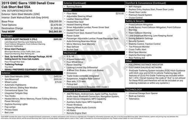 Used 2019 GMC Sierra 1500 Denali w/ Driver Alert Package II AWD/4WD image 32