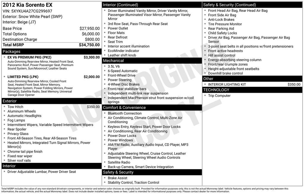 Used 2012 Kia Sorento EX w/ EX V6 Premium Pkg image 6