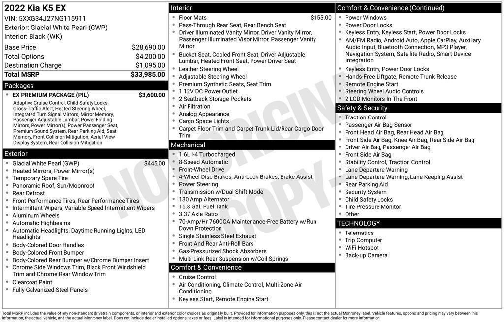 Used 2022 Kia K5 EX w/ EX Premium Package image 55