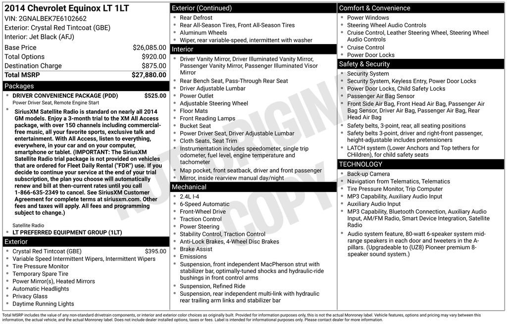 Used 2014 Chevrolet Equinox LT w/ Driver Convenience Package FWD image 4
