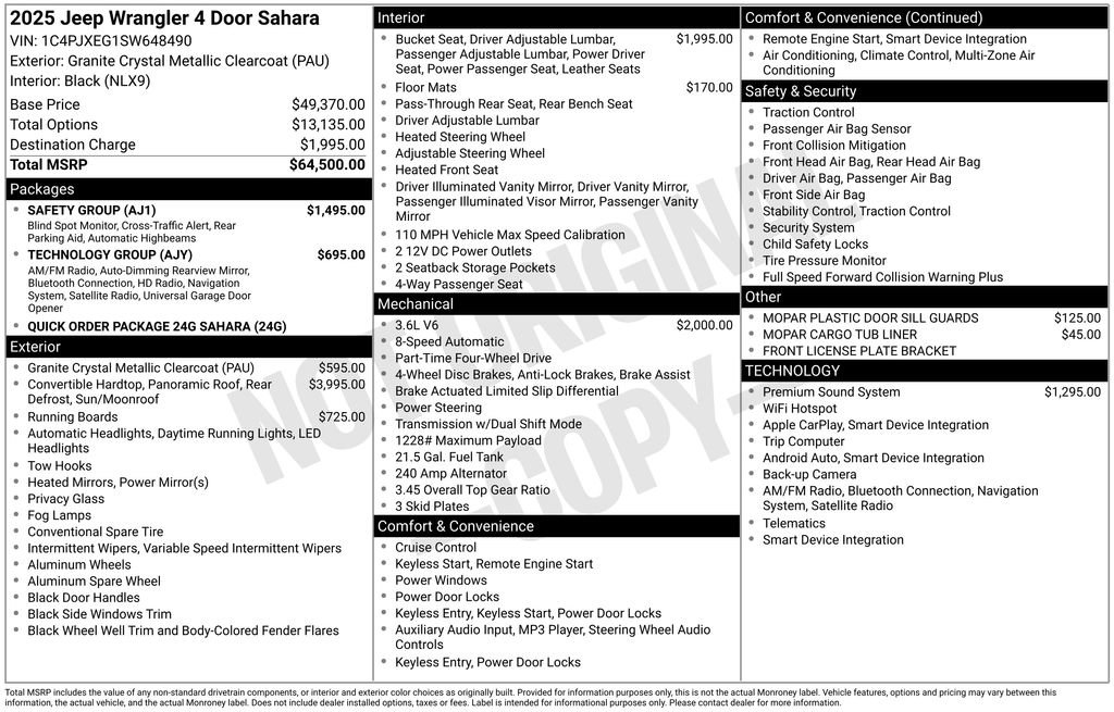 New 2025 Jeep Wrangler Unlimited Sahara w/ Safety Group AWD/4WD image 6