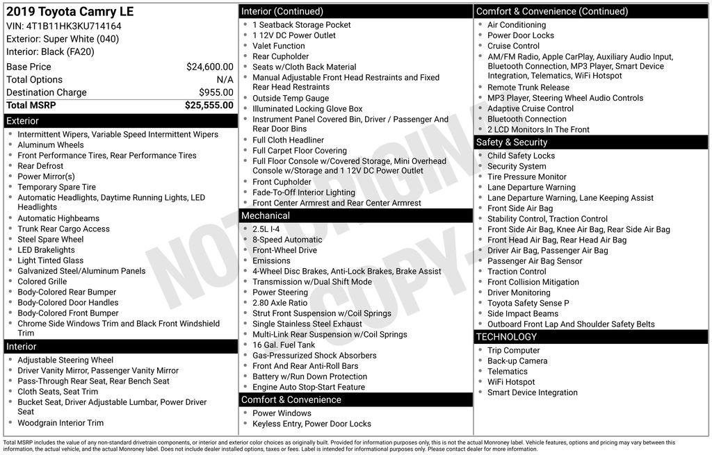 Used 2019 Toyota Camry LE image 46