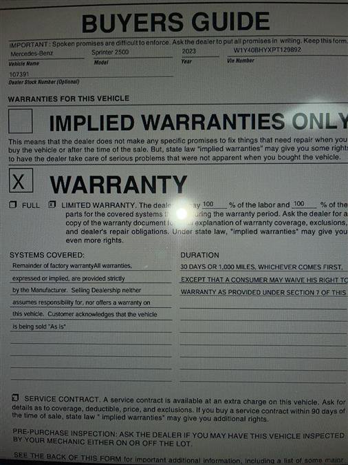 Used 2023 Mercedes-Benz Sprinter 2500 image 9