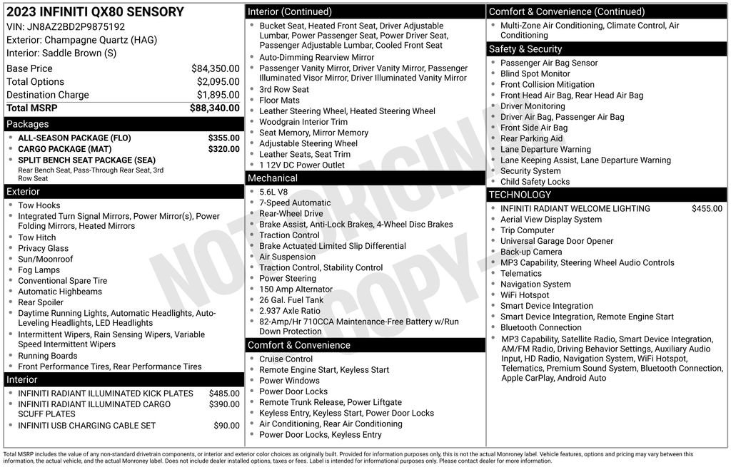 Used 2023 INFINITI QX80 Sensory w/ All-Season Package RWD image 38