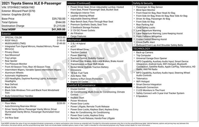 Used 2021 Toyota Sienna XLE FWD image 23