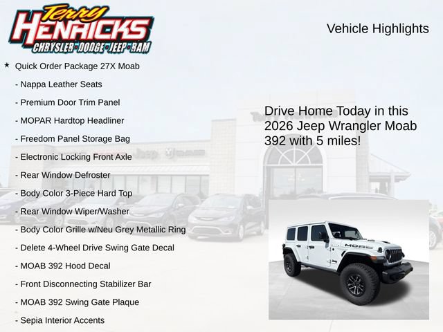 New 2026 Jeep Wrangler Unlimited Rubicon 392 w/ Quick Order Package 27X Moab AWD/4WD image 4