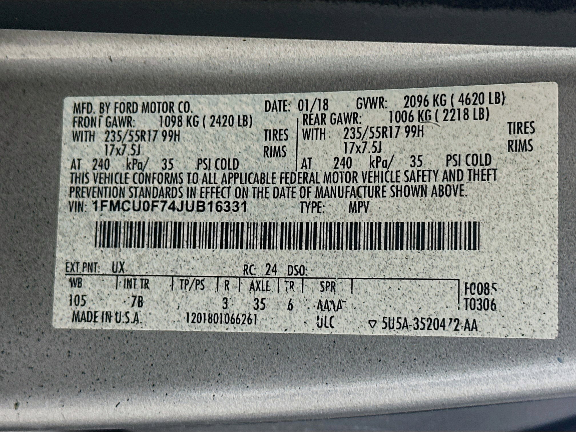 Used 2018 Ford Escape S FWD image 29