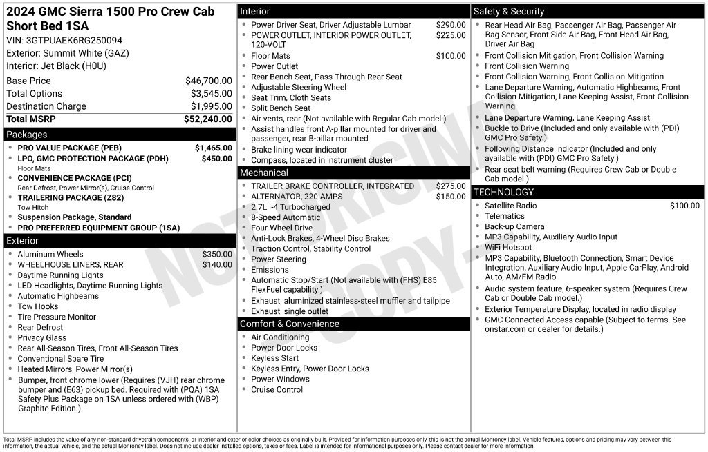 Used 2024 GMC Sierra 1500 Pro w/ Pro Value Package AWD/4WD image 5