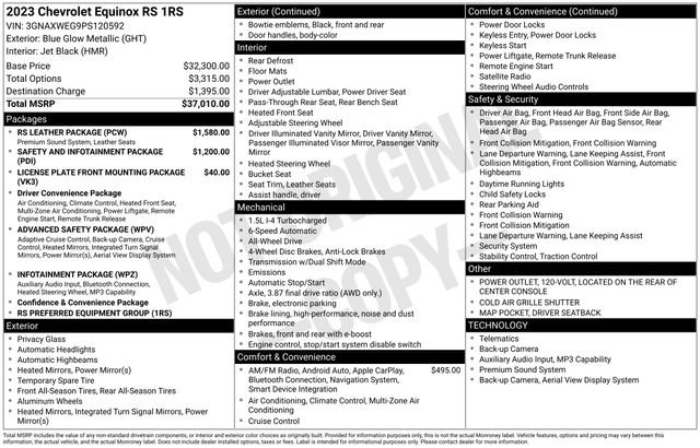 Used 2023 Chevrolet Equinox RS w/ RS Leather Package image 38