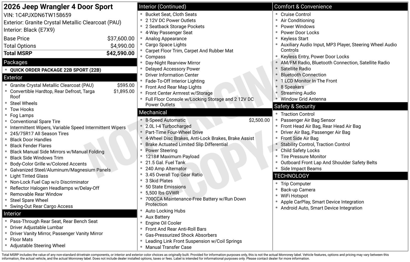 New 2026 Jeep Wrangler Sport image 27
