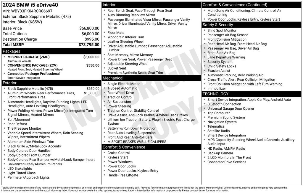 Certified 2024 BMW i5 eDrive40i w/ M Sport Package RWD image 6