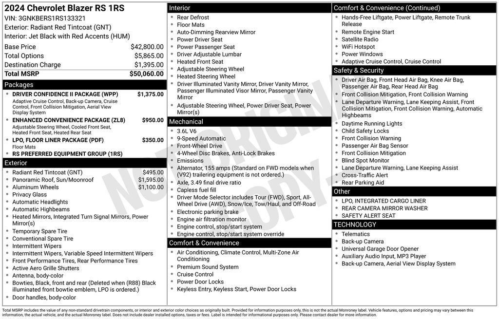 Certified 2024 Chevrolet Blazer RS w/ Driver Confidence II Package image 3
