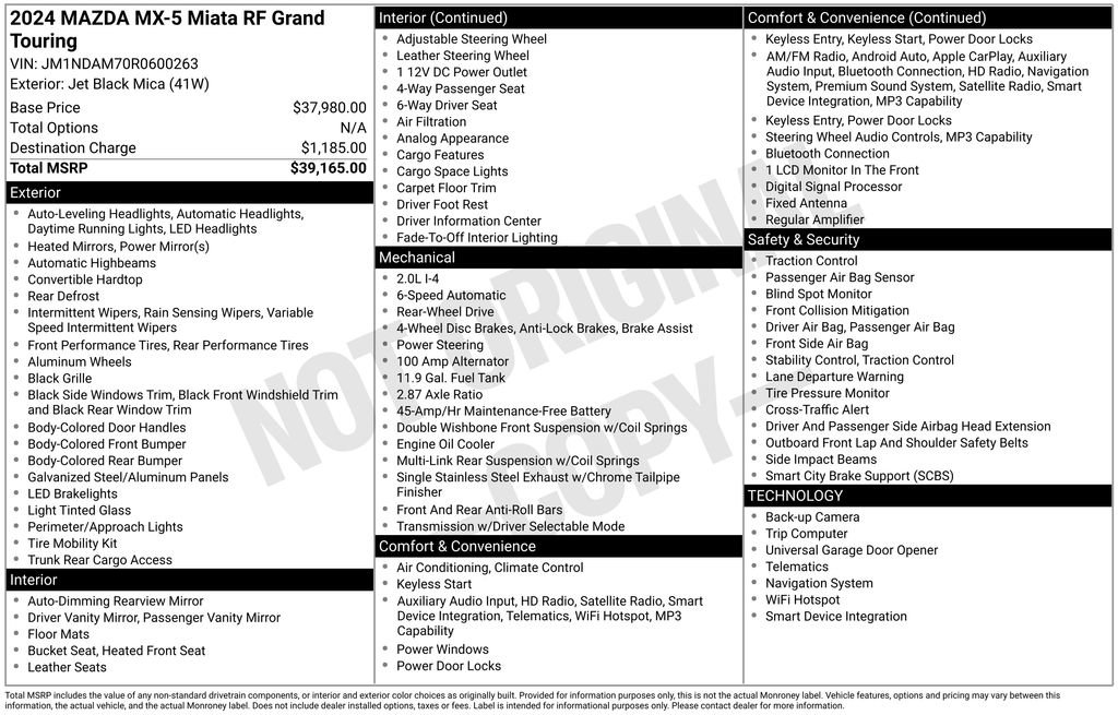 Used 2024 MAZDA MX-5 Miata RF Grand Touring image 38