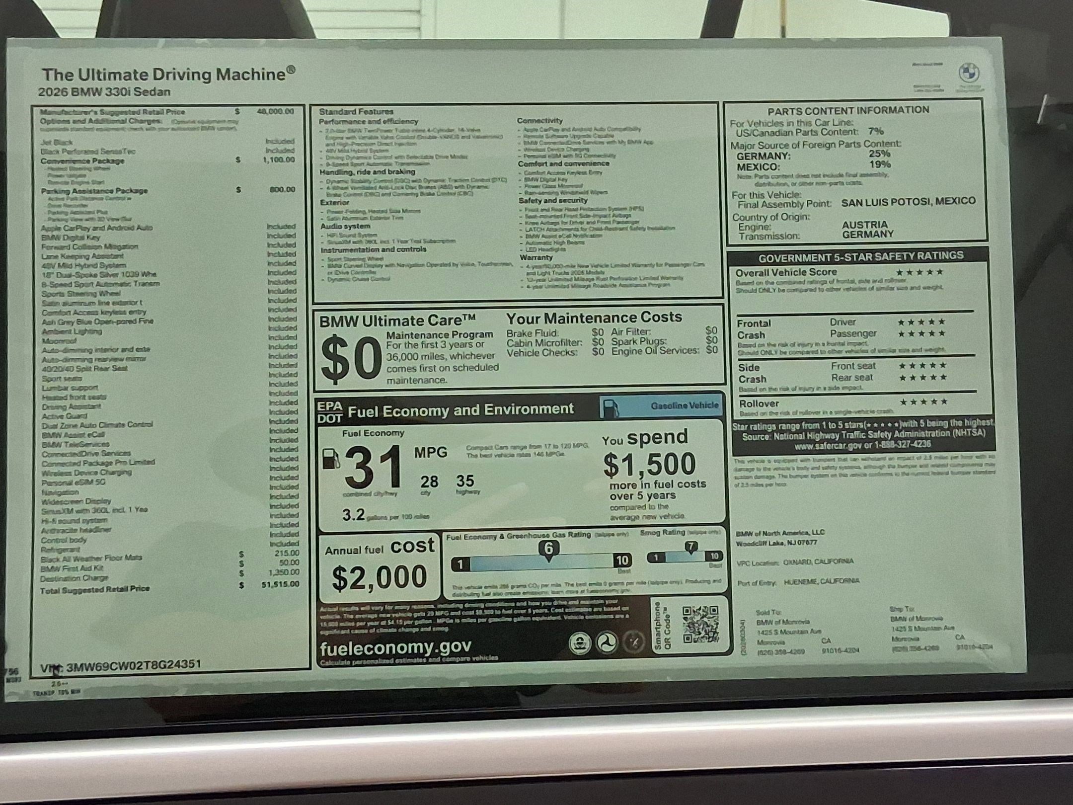 New 2026 BMW 330i Sedan w/ Convenience Package image 32
