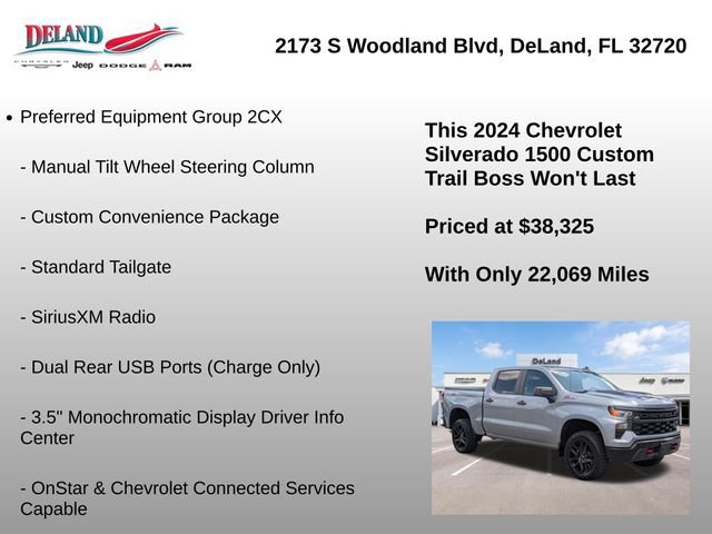 Used 2024 Chevrolet Silverado 1500 Custom Trail Boss w/ LPO, Dark Essentials Package AWD/4WD image 18