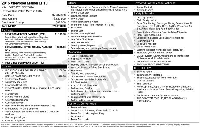 Used 2016 Chevrolet Malibu LT w/ Driver Confidence Package FWD image 24