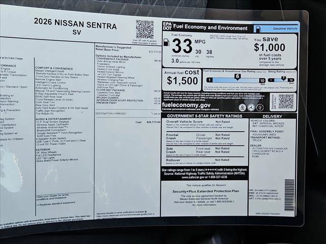 New 2026 Nissan Sentra SV w/ SV Convenience Package image 18