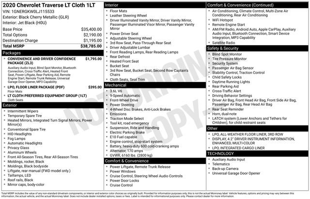 Used 2020 Chevrolet Traverse LT image 32