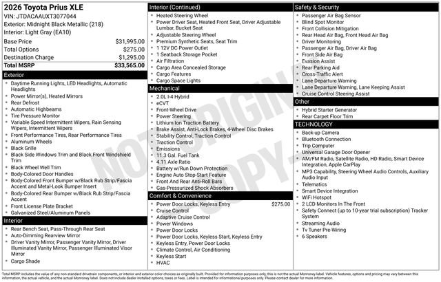 Used 2026 Toyota Prius XLE FWD image 26