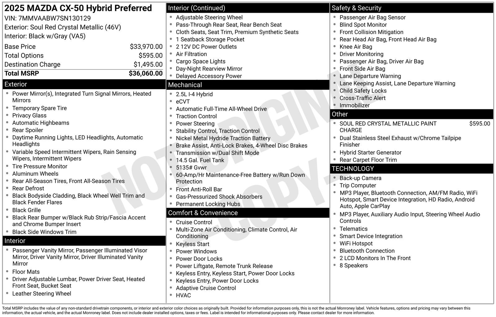 Certified 2025 MAZDA CX-50 2.5 Hybrid w/ Preferred Pkg AWD/4WD image 25