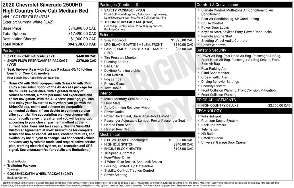 Used 2020 Chevrolet Silverado 2500 High Country w/ Z71 Off-Road Package AWD/4WD image 4